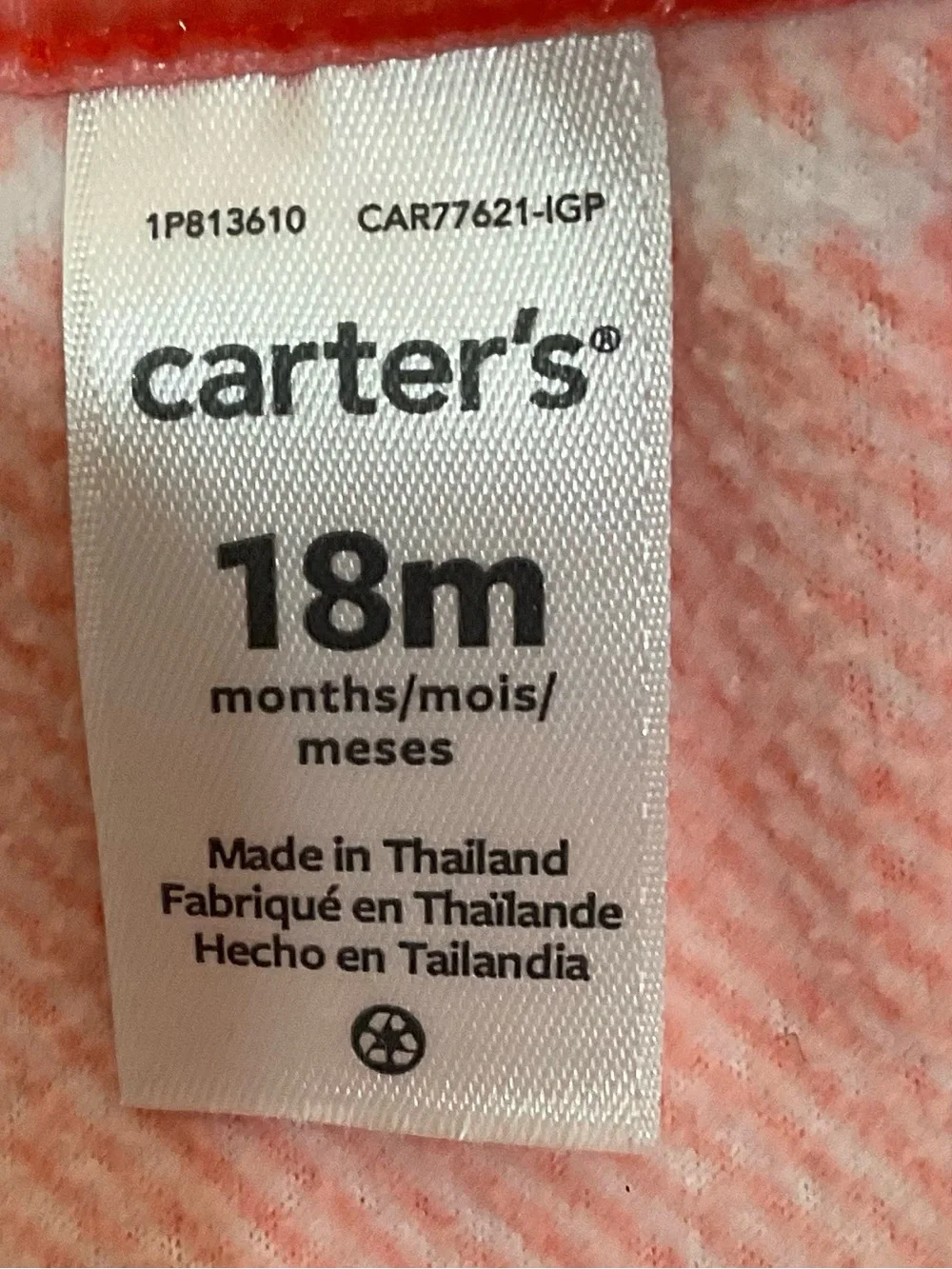 Carter’s Baby Plaid Fleece Hooded One Piece Pajamas Heart 18 Months